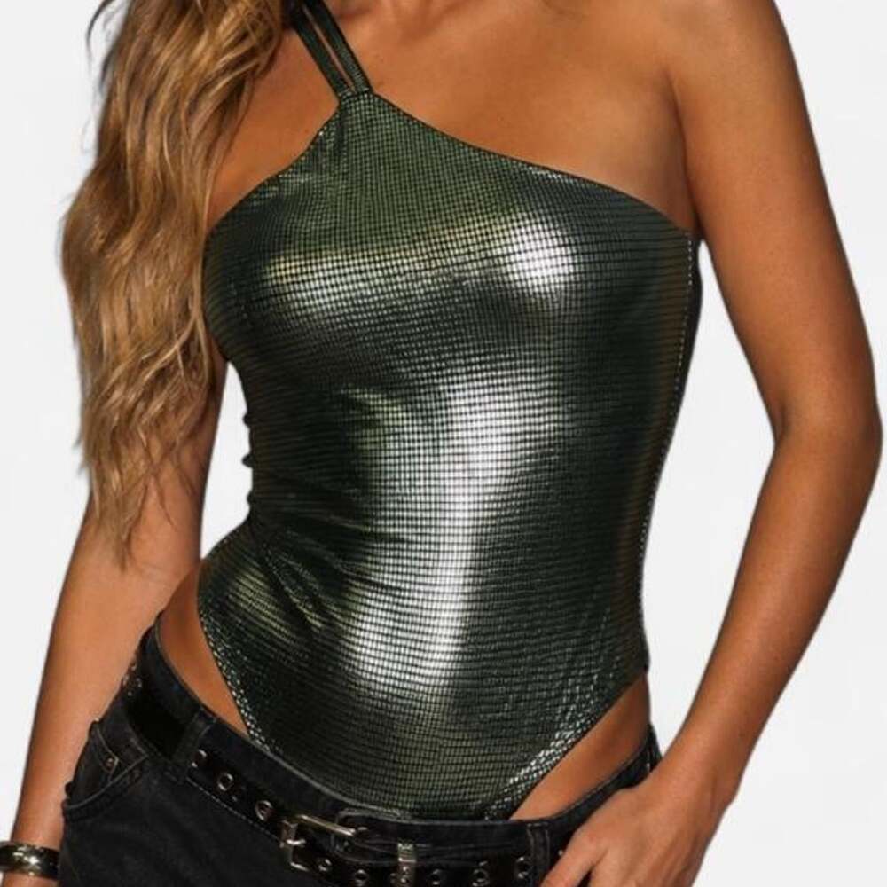 Missguided Women's Green and Silver Bodysuit